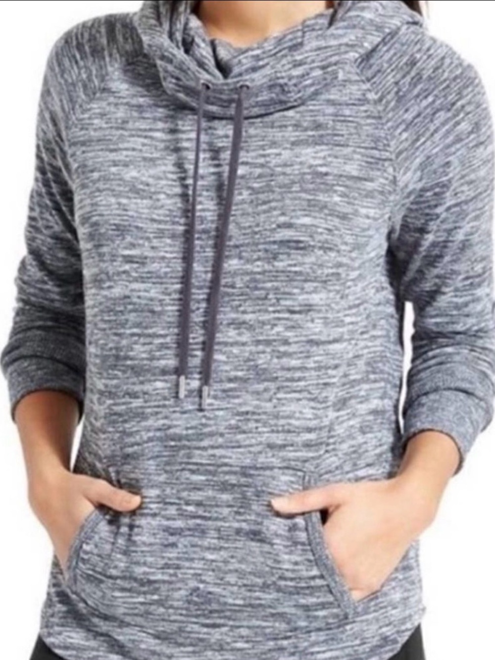 Athleta Heathered Gray Cowl Neck Sweatshirt Top Sweater S